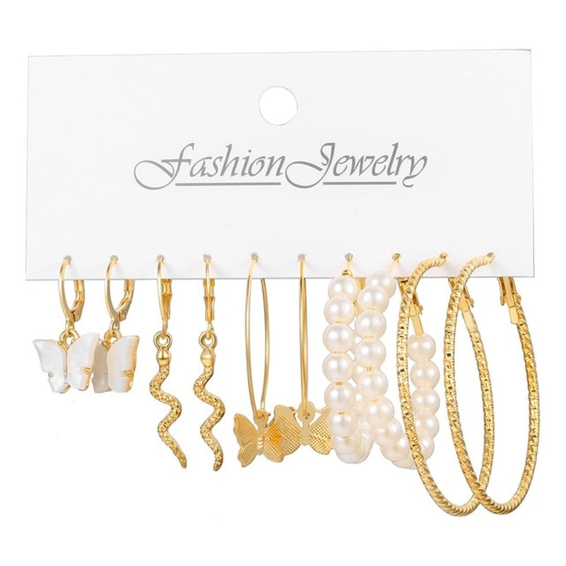 Women'S Pearl Earrings  Set 