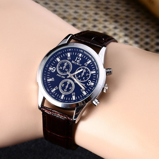 Blue glass classic men's watch