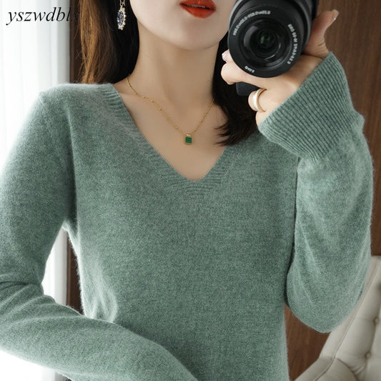 Women Casual V-neck Sweater - Riff Stocks